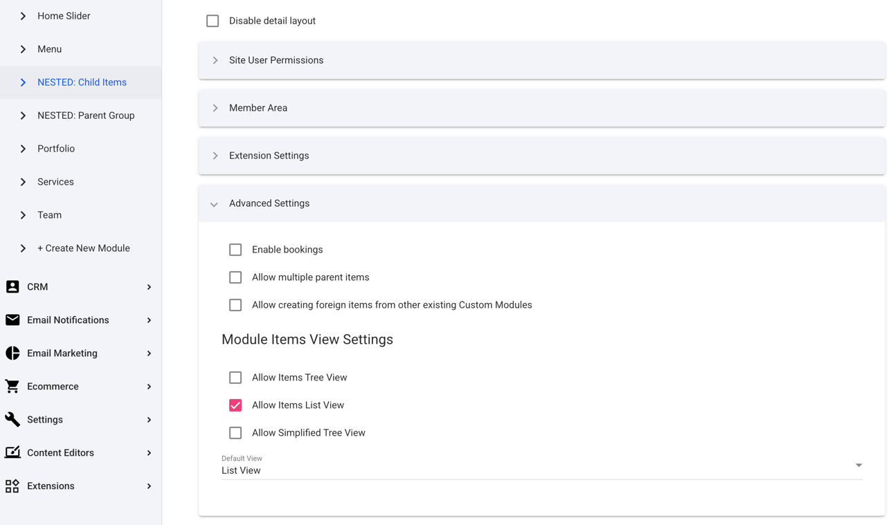 File Navigator - Child module settings
